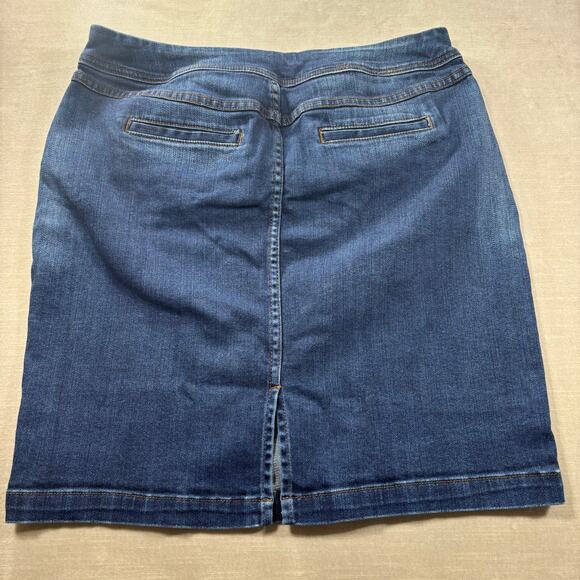 Christopher & Banks Premier Denim Jean Skirt Sz 12 Classic Basic Retro Versatile - Picture 2 of 9